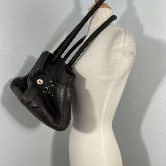 Cole Haan Purse Womens Pebbled Leather Shoulder Bag Bucket Studded Tote Handbag - Picture 2 of 16